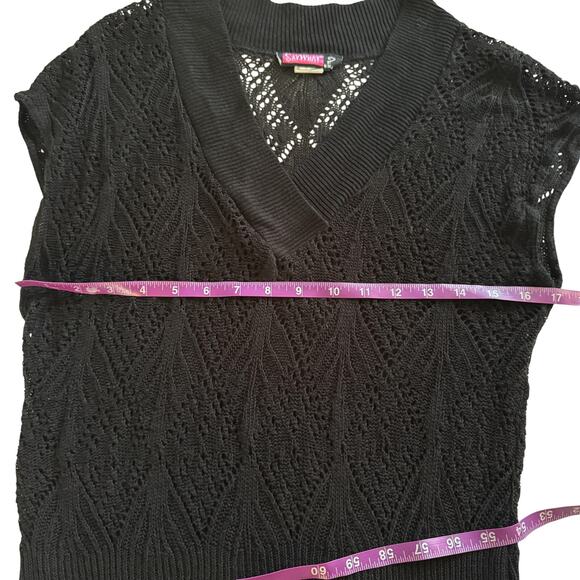 Say What USA Open Knit Top Women's M L XL Black fairygrunge Whimsygoth Vintage - Picture 8 of 14